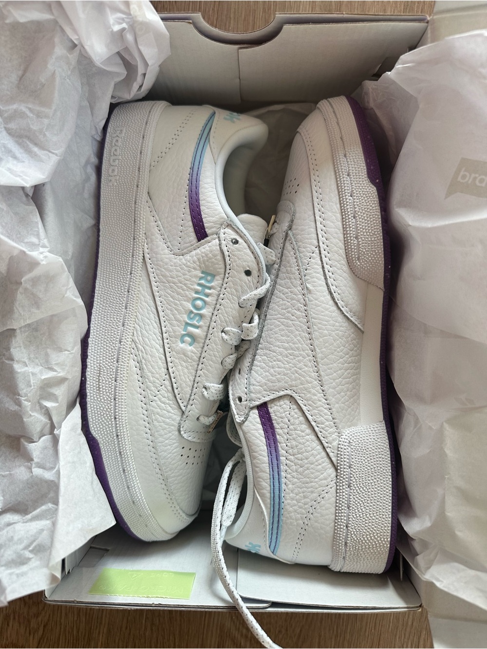 Reebok Sneakers Club C Bravo RHOSLC Tennis Shoes White/Purple/Blue W8/M6.5